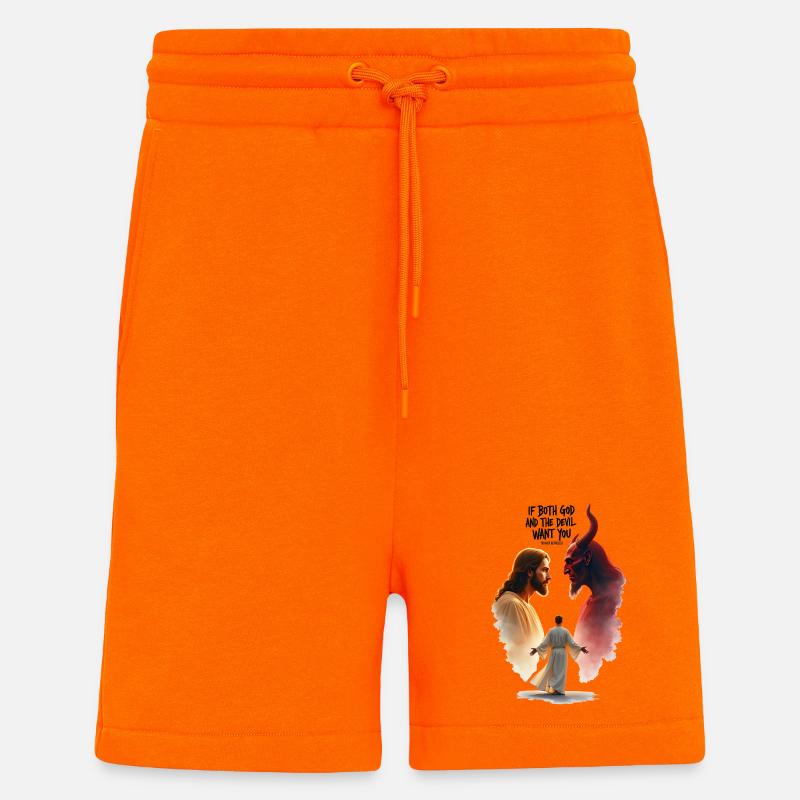 God's Choice Between Good and Evil - Shorts - made by SPREAD - SUNSET ORANGE