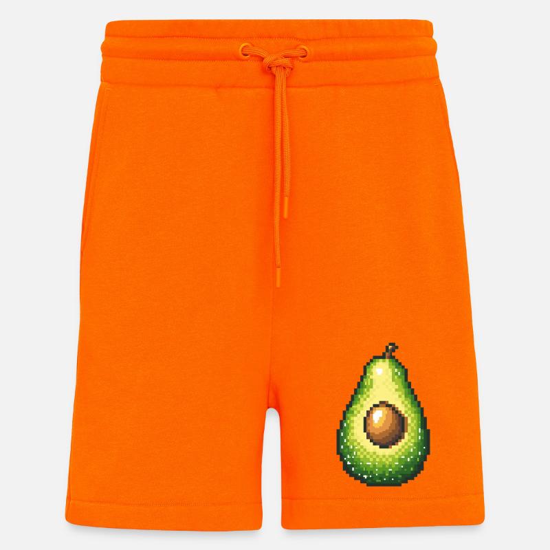 Pixel Avocado Retro Fruit Image - Shorts - made by SPREAD - SUNSET ORANGE