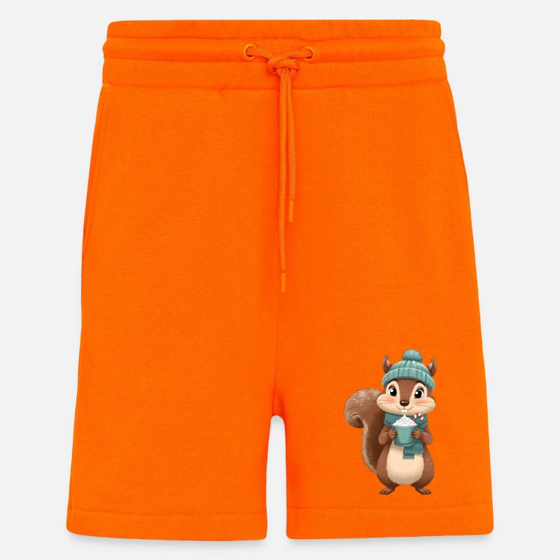 Winterliches Eichhörnchen mit Heißgetränk - Shorts - made by SPREAD - SUNSET ORANGE