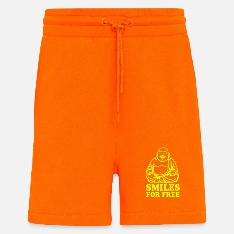 Neon Lachender Buddha auf Schwarz - Shorts - made by SPREAD - SUNSET ORANGE