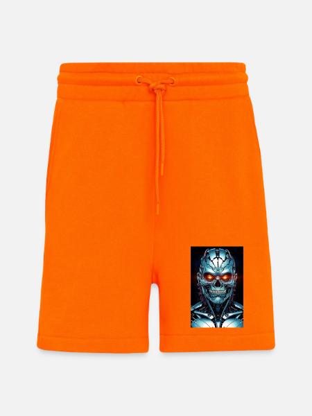 Cyber Skull Neon Steel - Shorts - made by SPREAD - SUNSET ORANGE