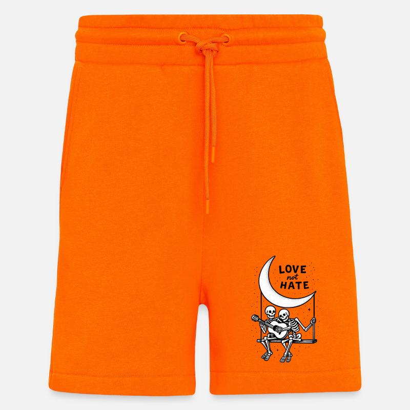 Love Not Hate Skeleton Moon Design - Shorts - made by SPREAD - SUNSET ORANGE