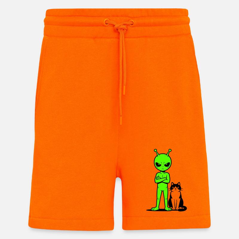 Humour comique extraterrestre - Short bio décontracté fabriqué en UE - SUNSET ORANGE