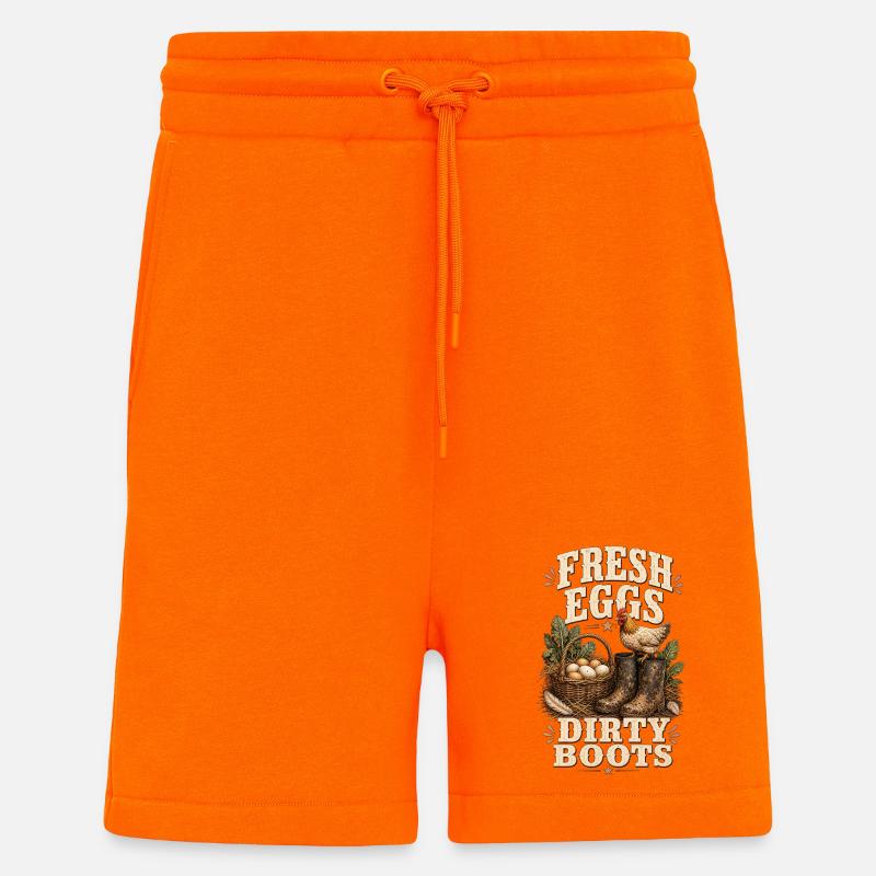 FRESH EGGS DIRTY BOOTS - Shorts - made by SPREAD - SUNSET ORANGE