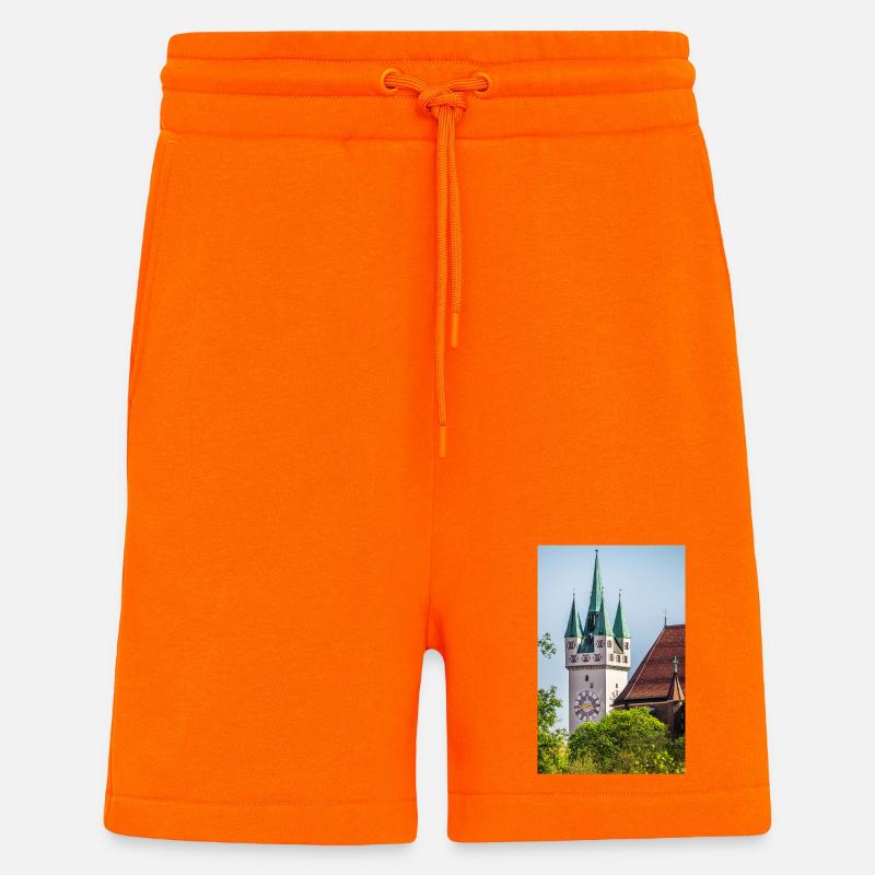 Straubing torre della città - Pantaloncini ecologici casual Made in UE - SUNSET ORANGE
