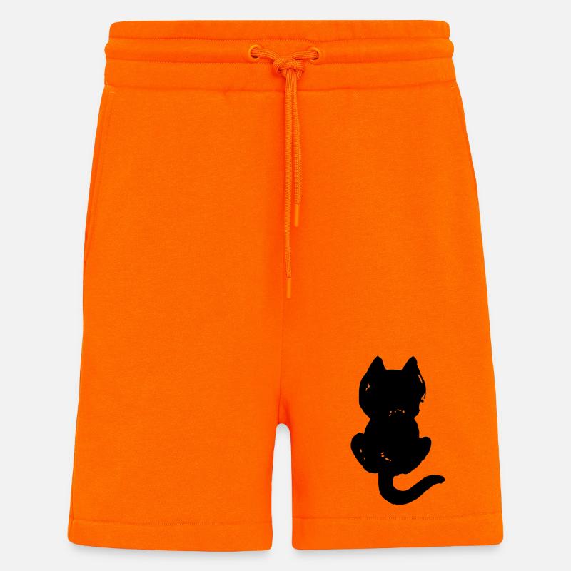 Silhouette cool de chat - Short bio décontracté fabriqué en UE - SUNSET ORANGE