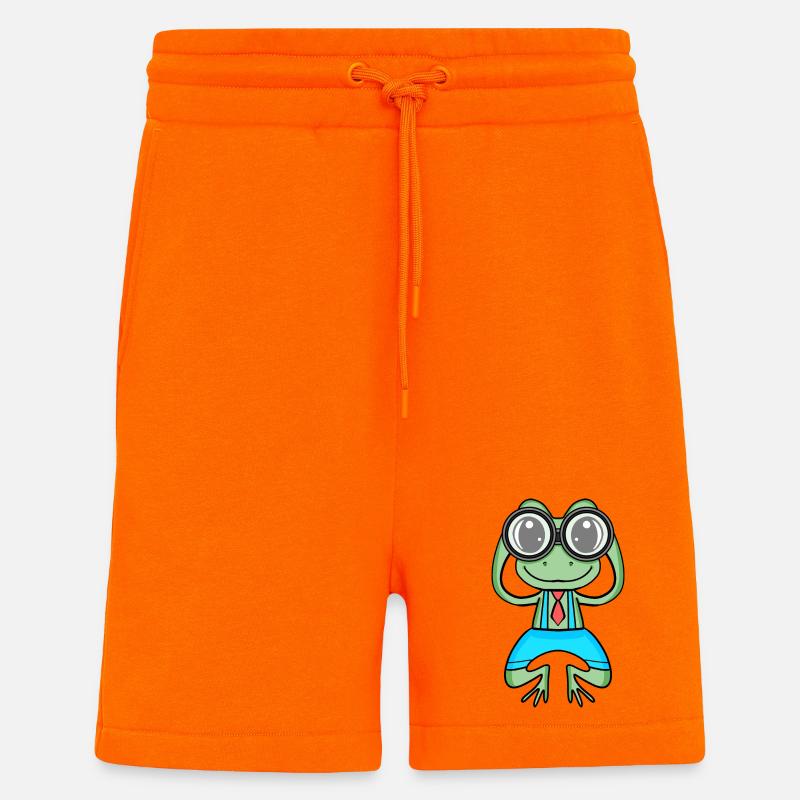 Télescope Astronomie Astronome Grenouille - Short bio décontracté fabriqué en UE - SUNSET ORANGE