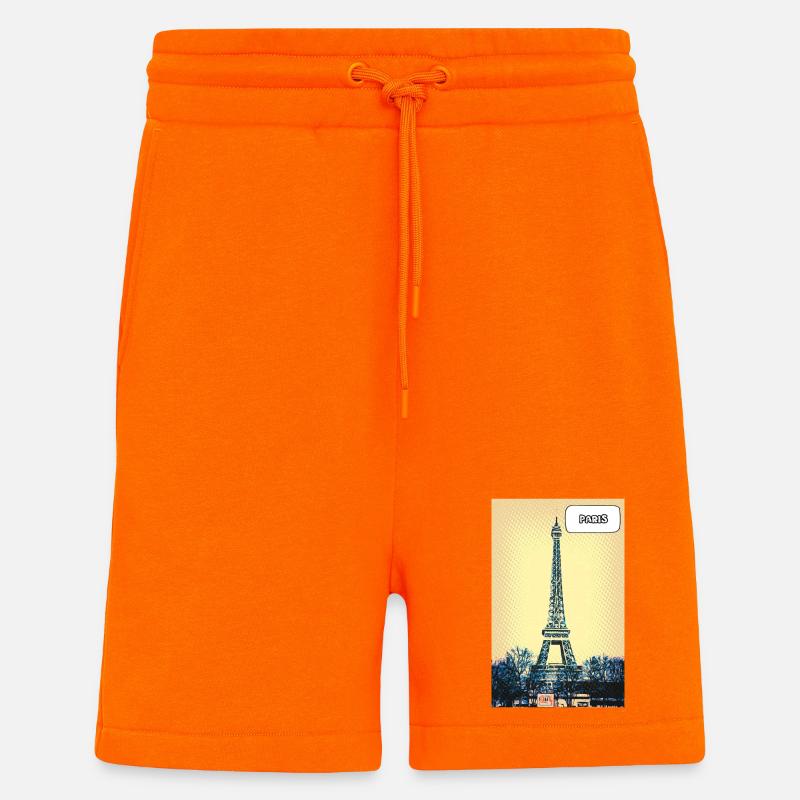 Eiffel Pop Art Paris - Short bio décontracté fabriqué en UE - SUNSET ORANGE