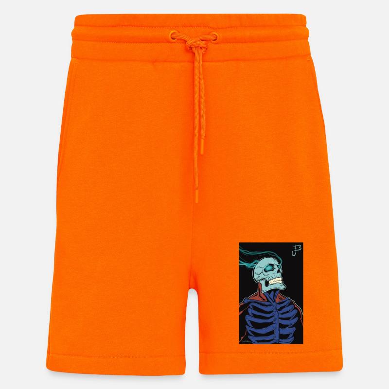 Squelette enflammé dans une cape - Short bio décontracté fabriqué en UE - SUNSET ORANGE