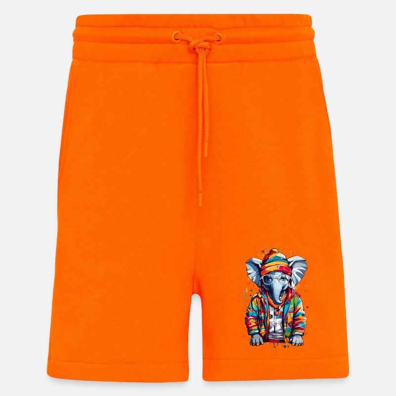 Éléphant cool - Short bio décontracté fabriqué en UE - SUNSET ORANGE
