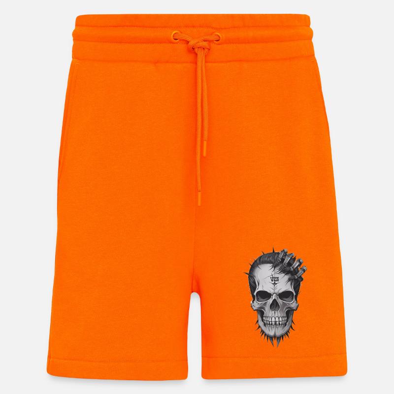 Crâne cool - Short bio décontracté fabriqué en UE - SUNSET ORANGE