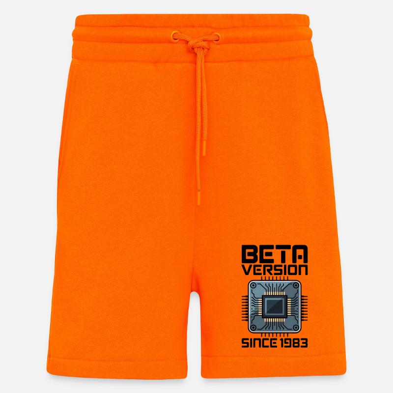 Futuristic microchip screen design - Shorts - made by SPREAD - SUNSET ORANGE