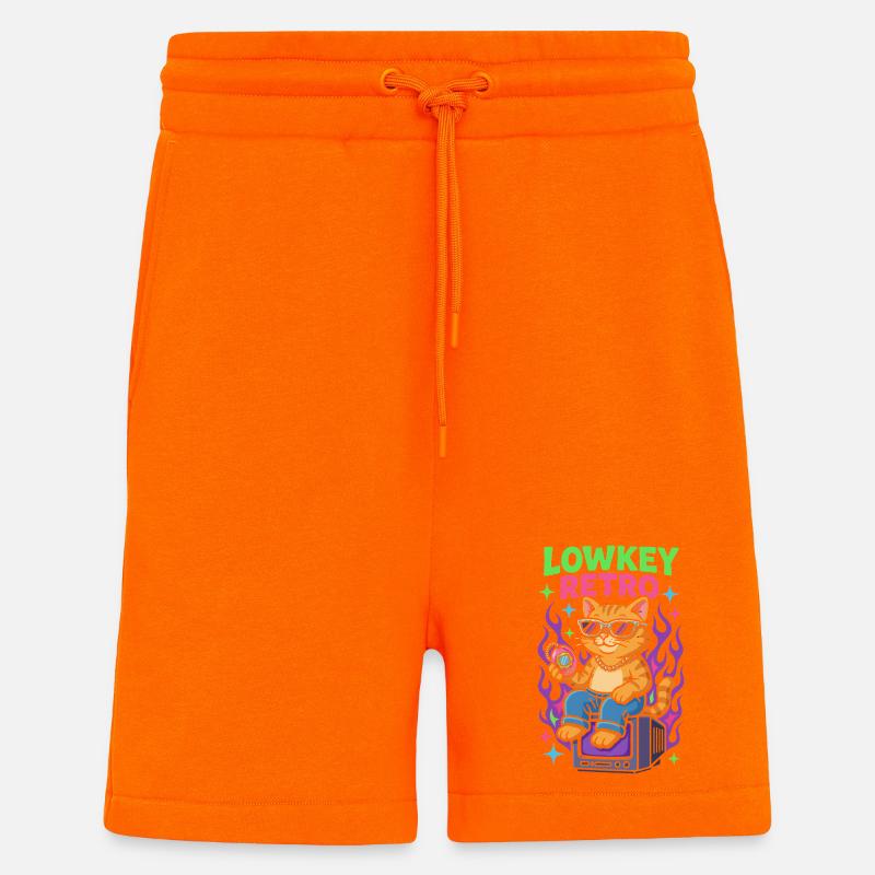 Lowkey Retro Cat Vibes TV 90's - Short bio décontracté fabriqué en UE - SUNSET ORANGE