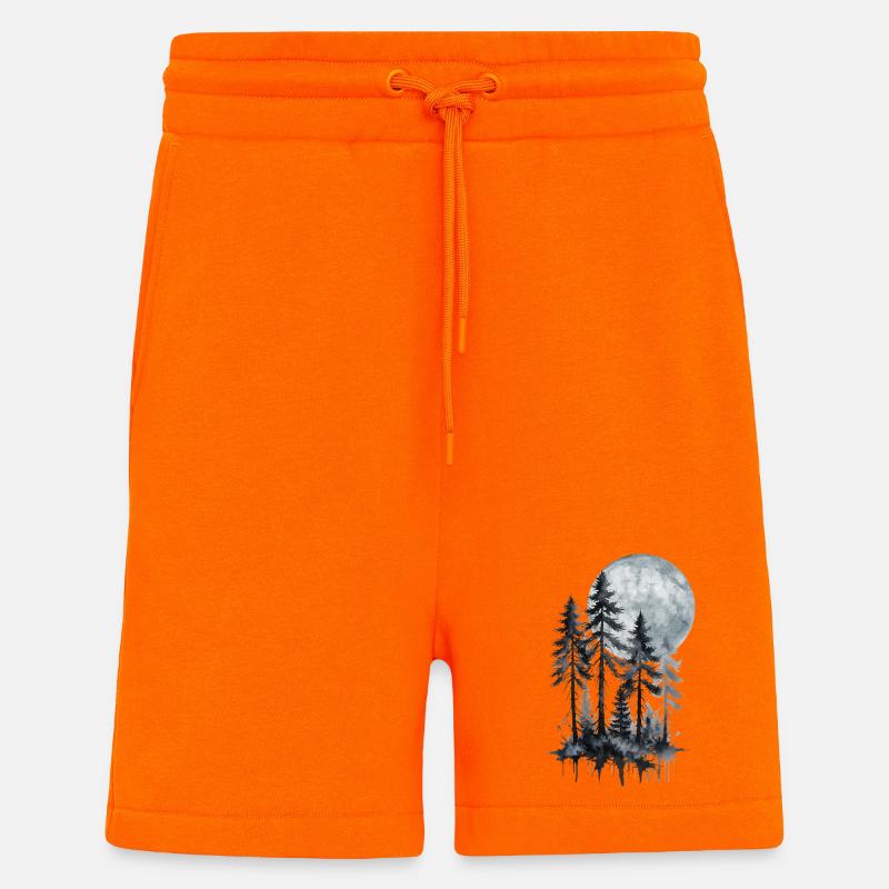 Mondschein Wald Aquarell Silhouette - Shorts - made by SPREAD - SUNSET ORANGE