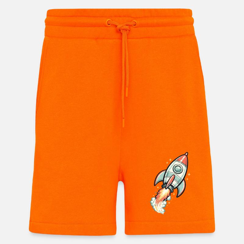 Néon rétro Rocket in Space - Short bio décontracté fabriqué en UE - SUNSET ORANGE