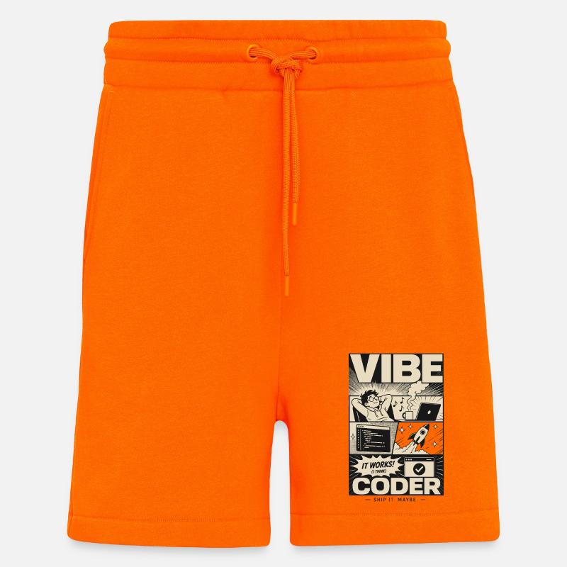 Vibe Coder Programmer Humor - Shorts - made by SPREAD - SUNSET ORANGE