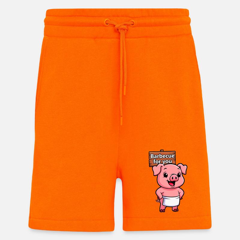 Grillen Schild mit Schwein - Shorts - made by SPREAD - SUNSET ORANGE