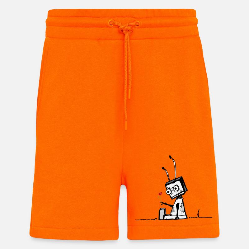 Roboter mit einer Blume - Shorts - made by SPREAD - SUNSET ORANGE
