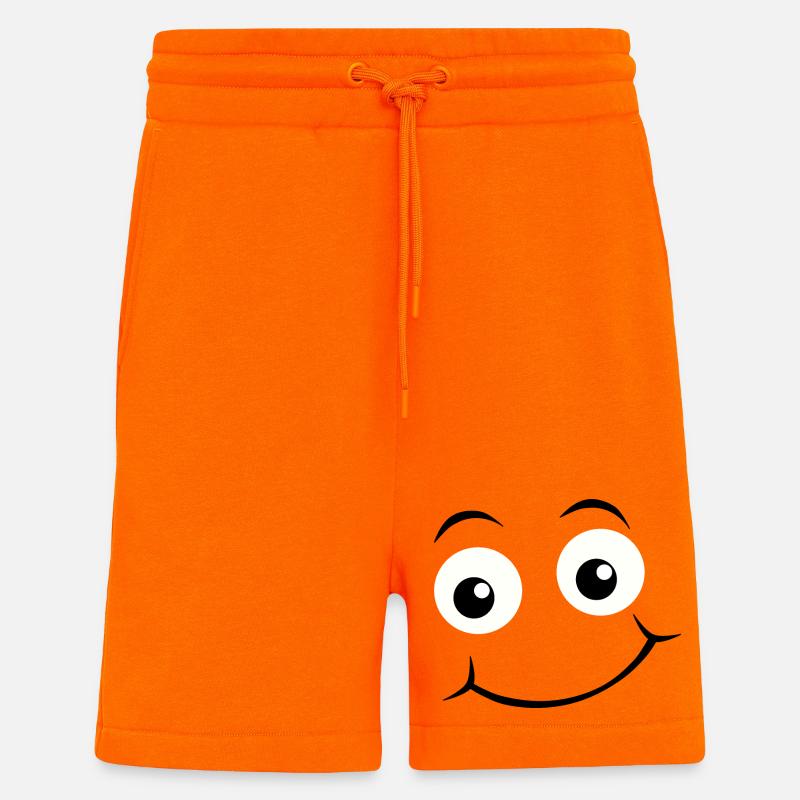 Yeux heureux Emoticon - Short bio décontracté fabriqué en UE - SUNSET ORANGE