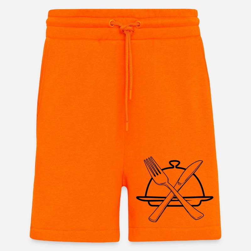 Bol transparent avec couteau et fourchette - Short bio décontracté fabriqué en UE - SUNSET ORANGE
