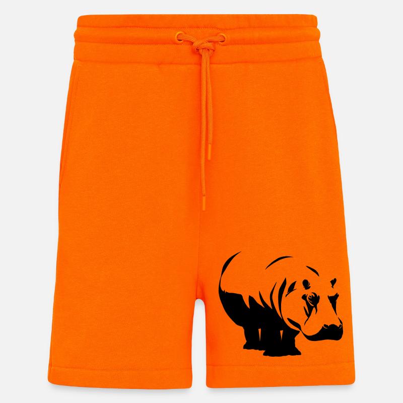 Hippopotame Nilpferd - Short bio décontracté fabriqué en UE - SUNSET ORANGE