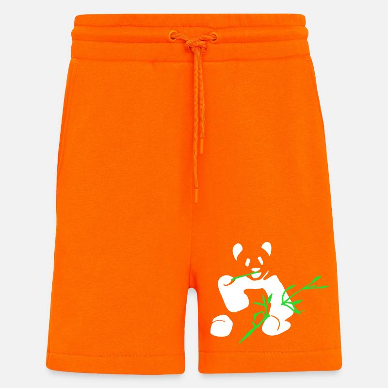 Panda mit Bambus - Shorts - made by SPREAD - SUNSET ORANGE