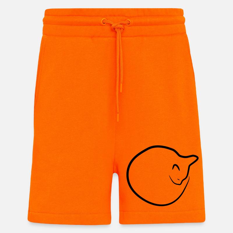 Dessin de chat - Short bio décontracté fabriqué en UE - SUNSET ORANGE