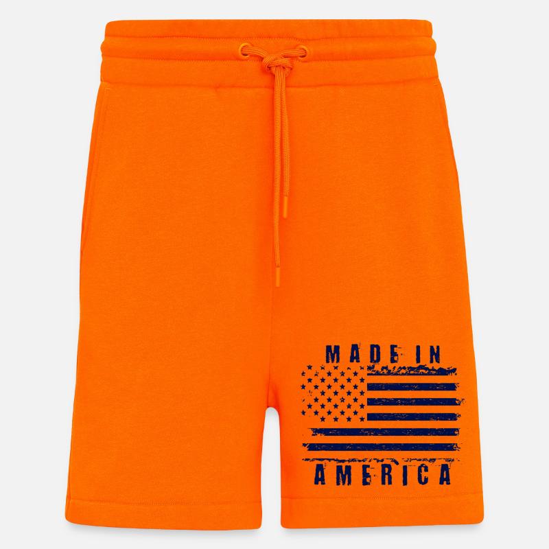 Drapeau américain avec texte stylisé - Short bio décontracté fabriqué en UE - SUNSET ORANGE