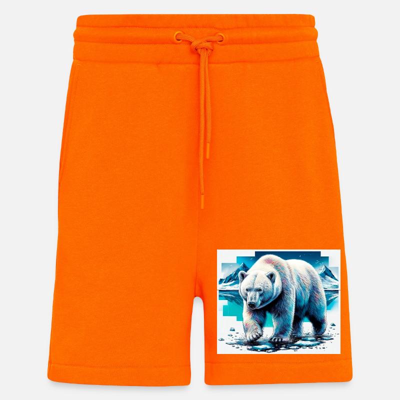 ours blanc - Short bio décontracté fabriqué en UE - SUNSET ORANGE