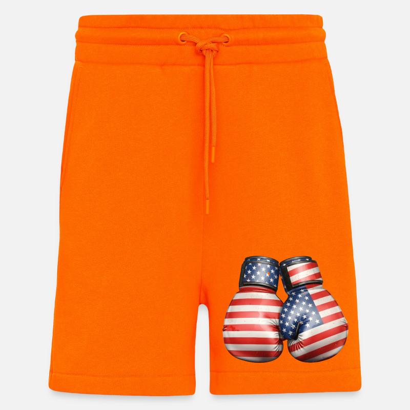 Gants de boxe des drapeaux américains - Short bio décontracté fabriqué en UE - SUNSET ORANGE