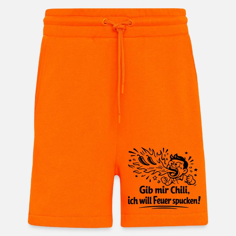 Cracher du feu Mangeant du chili - Short bio décontracté fabriqué en UE - SUNSET ORANGE