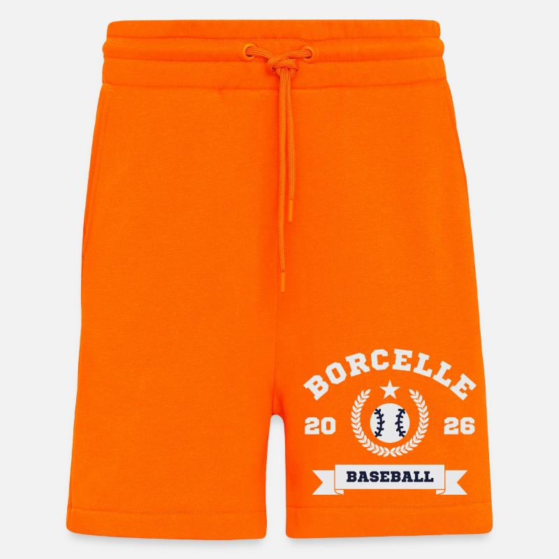 Emblème de baseball Borcelle 2026 - Short bio décontracté fabriqué en UE - SUNSET ORANGE