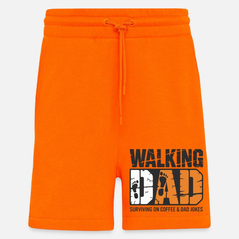 Papa en mouvement : café et blagues - Short bio décontracté fabriqué en UE - SUNSET ORANGE