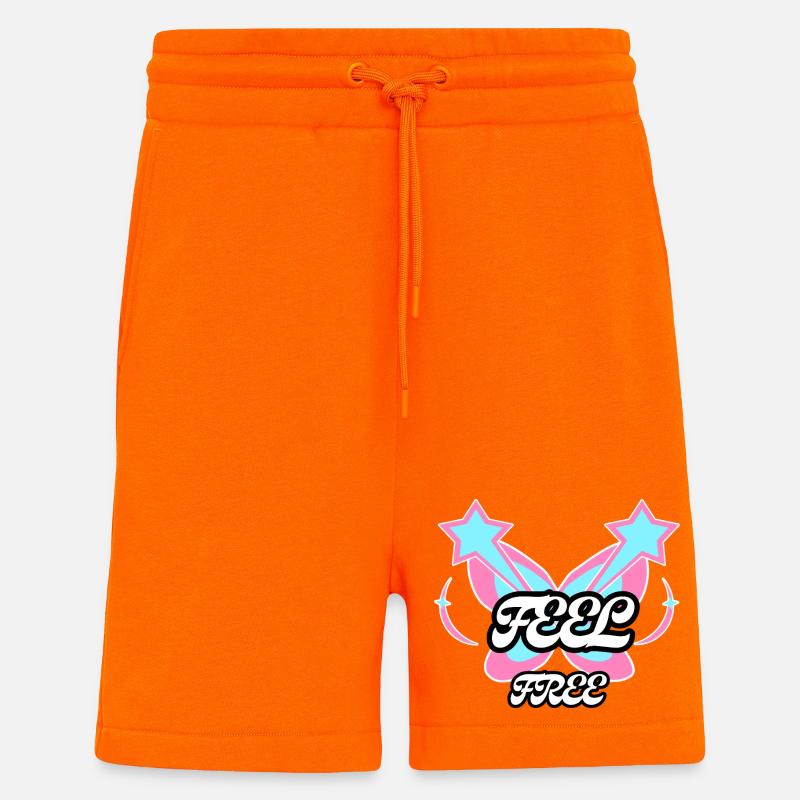 Sentez-vous libre : Emblème Papillon - Short bio décontracté fabriqué en UE - SUNSET ORANGE