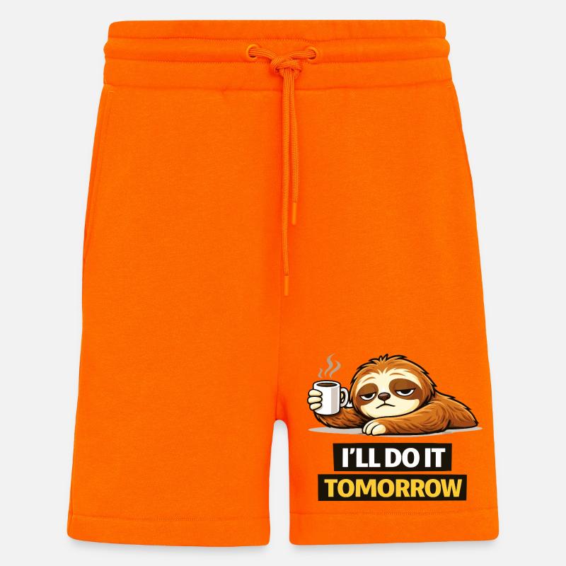 Procrastination Sloth with Coffee - Shorts - made by SPREAD - SUNSET ORANGE