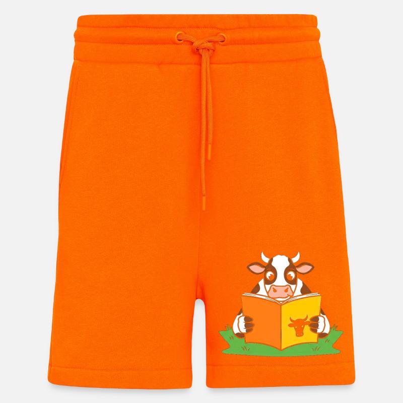 Vache lectrice en ruban - Short bio décontracté fabriqué en UE - SUNSET ORANGE