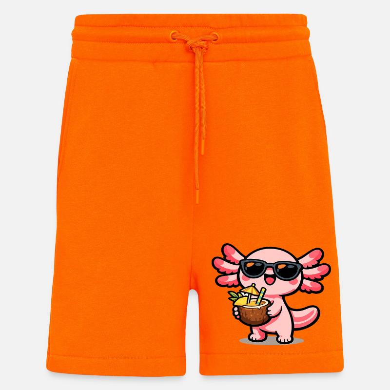 Axolotl Kokos-Kawaii mit Sonnenbrille - Shorts - made by SPREAD - SUNSET ORANGE
