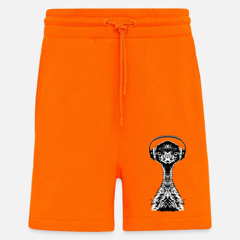 Emu mit Kopfhörer - Shorts - made by SPREAD - SUNSET ORANGE