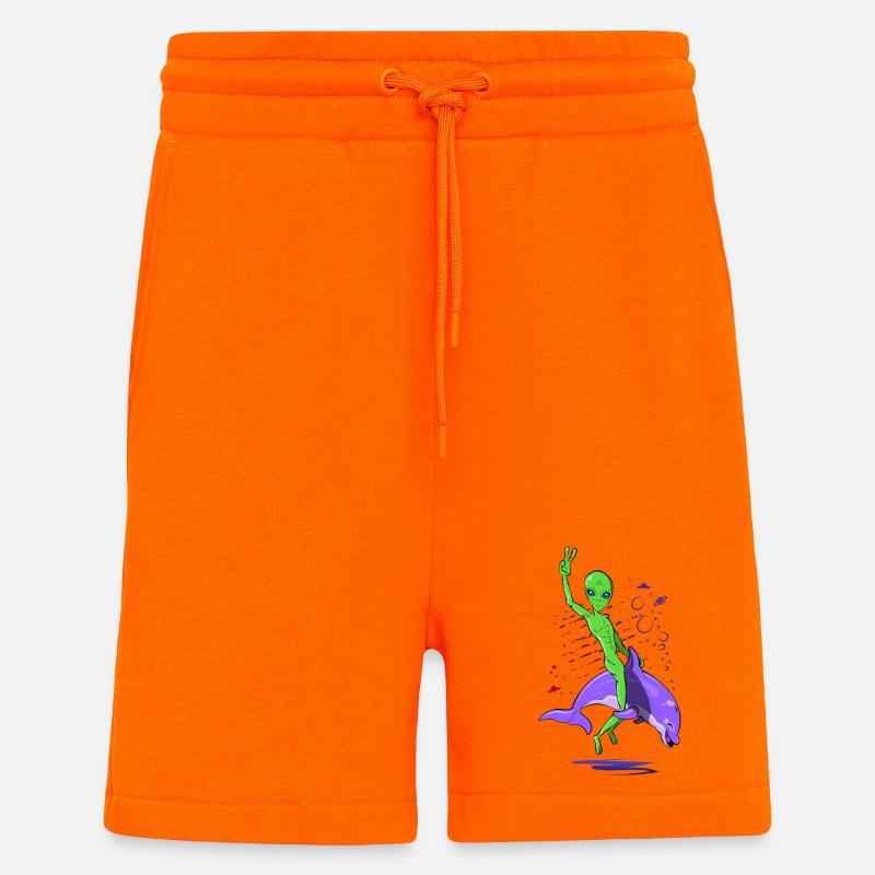 Alien-Angriff mit Delfin - Shorts - made by SPREAD - SUNSET ORANGE