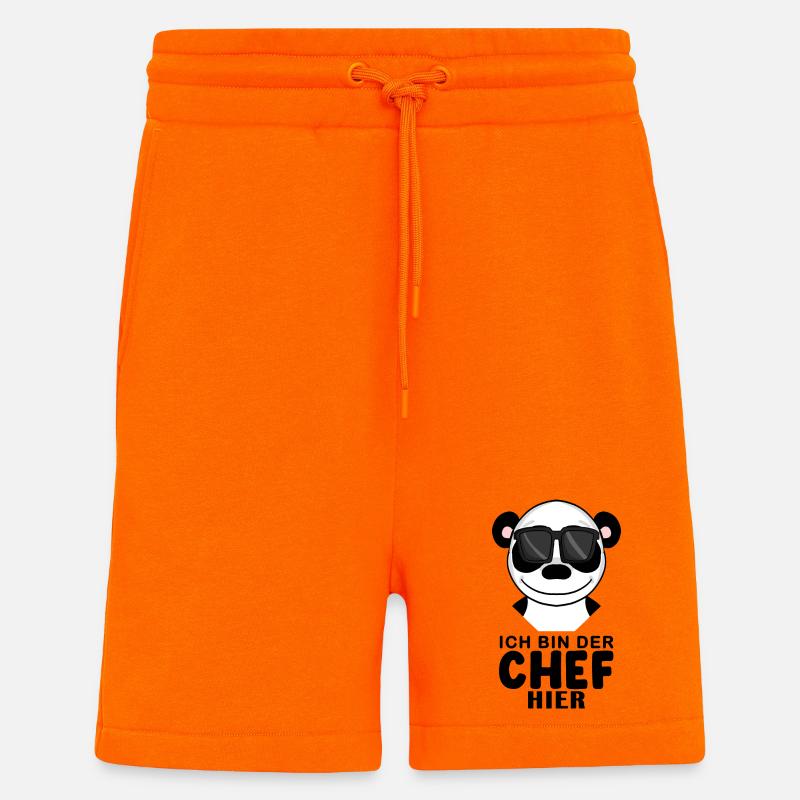 Chef Spruch Anführer Panda Motiv - Shorts - made by SPREAD - SUNSET ORANGE