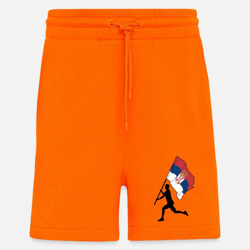 Flagge Serbien Mann läuft - Shorts - made by SPREAD - SUNSET ORANGE