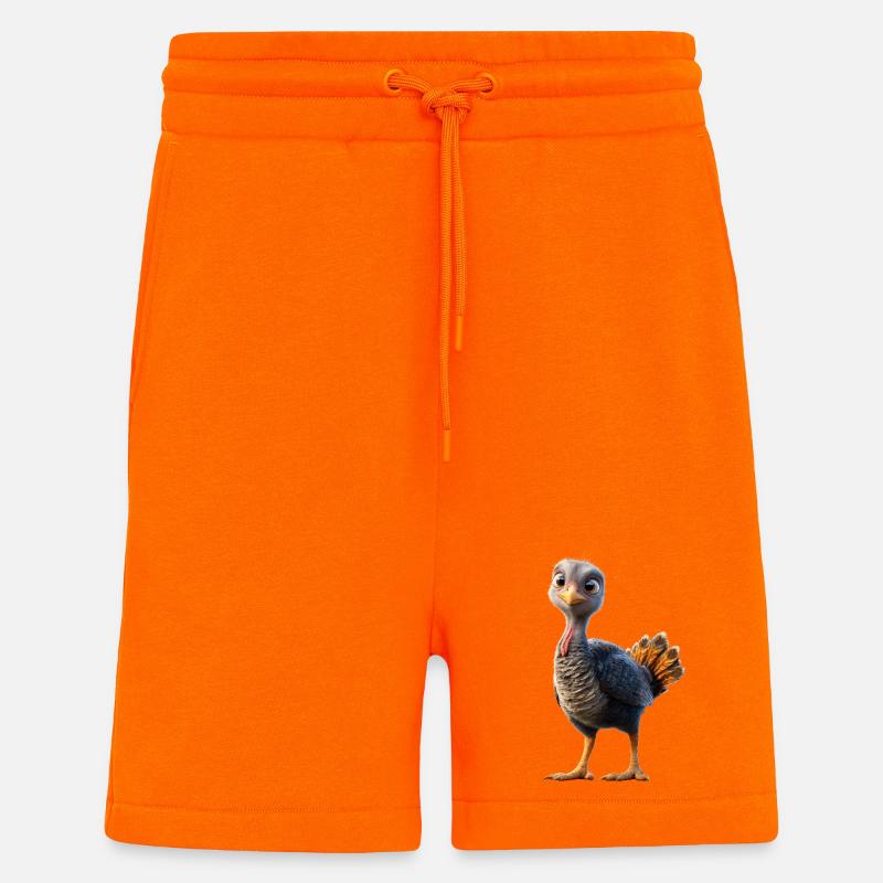 Dinde Poules Oiseaux Dinde - Short bio décontracté fabriqué en UE - SUNSET ORANGE