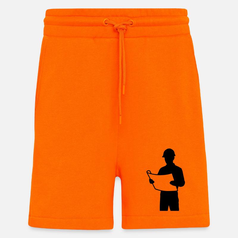 T-shirt Architecte - Engineer Blueprint Design - Short bio décontracté fabriqué en UE - SUNSET ORANGE