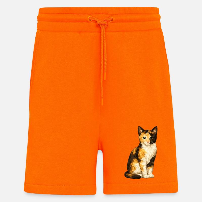Emmi Polygon Chat Mignonnerie Géométrique - Short bio décontracté fabriqué en UE - SUNSET ORANGE