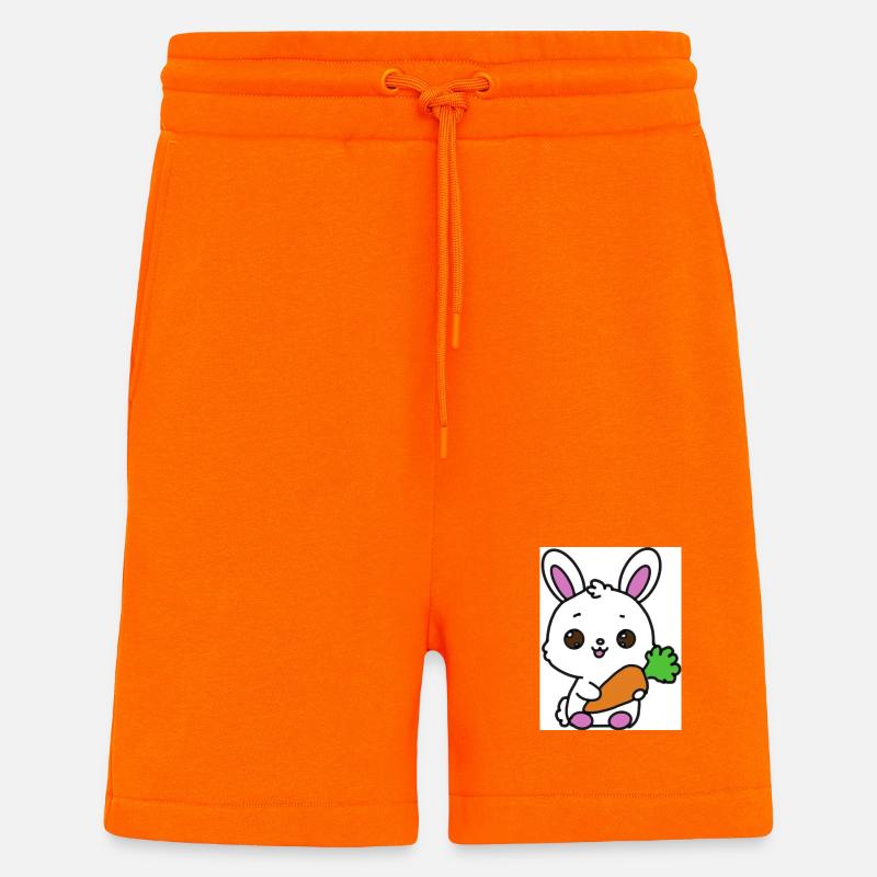 Lapin kawaï - Short bio décontracté fabriqué en UE - SUNSET ORANGE