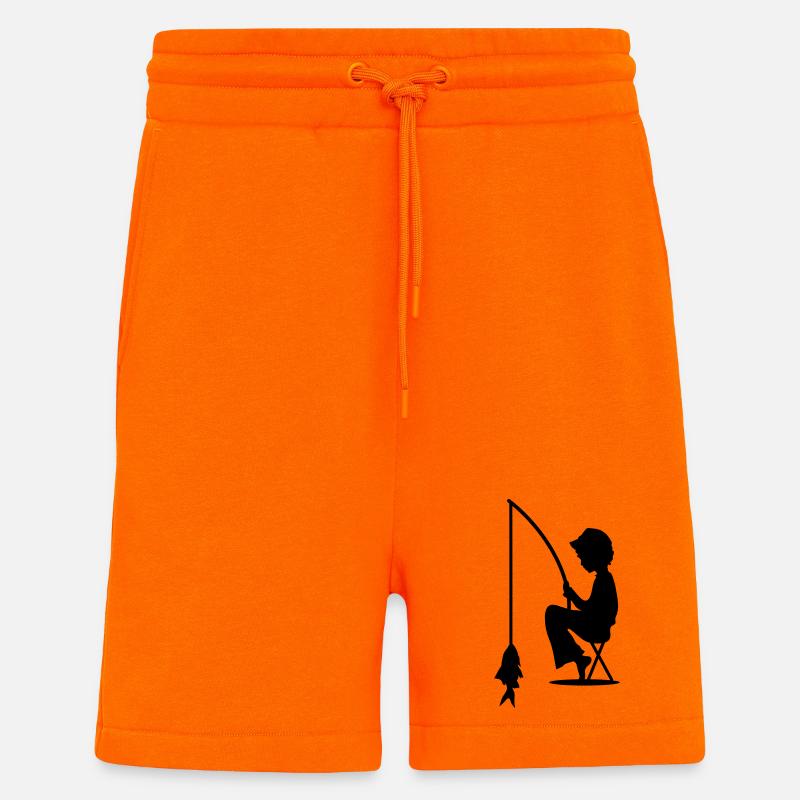 Junge angelt einen Fisch - Shorts - made by SPREAD - SUNSET ORANGE