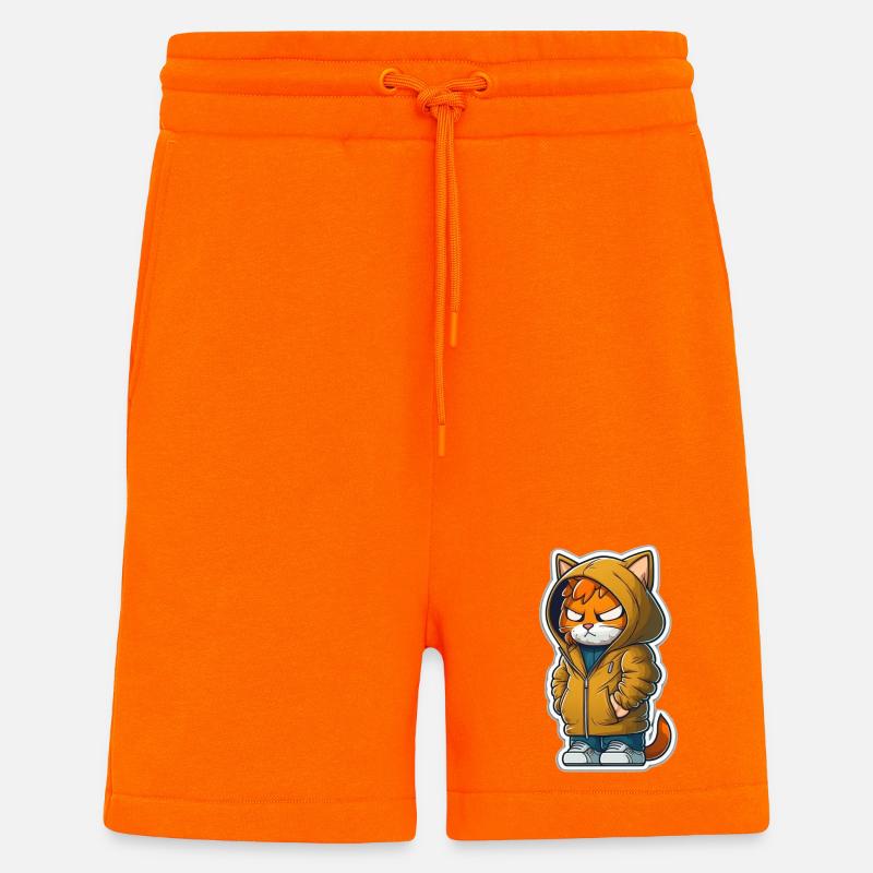 chat de bande dessinée - Short bio décontracté fabriqué en UE - SUNSET ORANGE