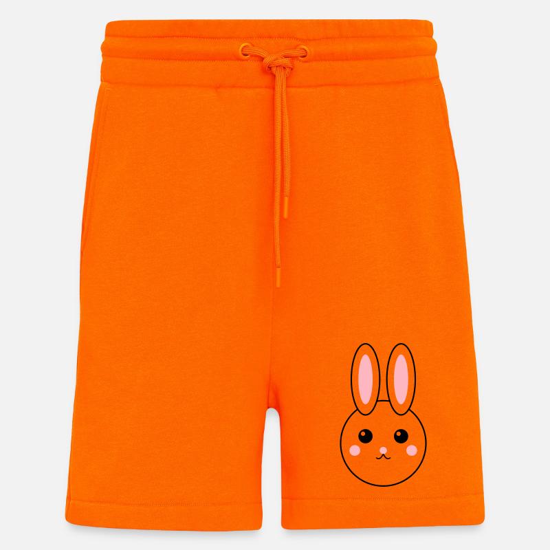 Conception de lapin abstrait coloré - Short bio décontracté fabriqué en UE - SUNSET ORANGE
