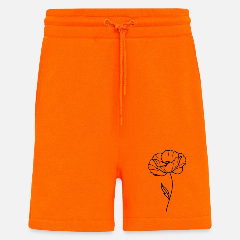 Poppy – Line Graphic, Flower Outlines - Shorts - made by SPREAD - SUNSET ORANGE