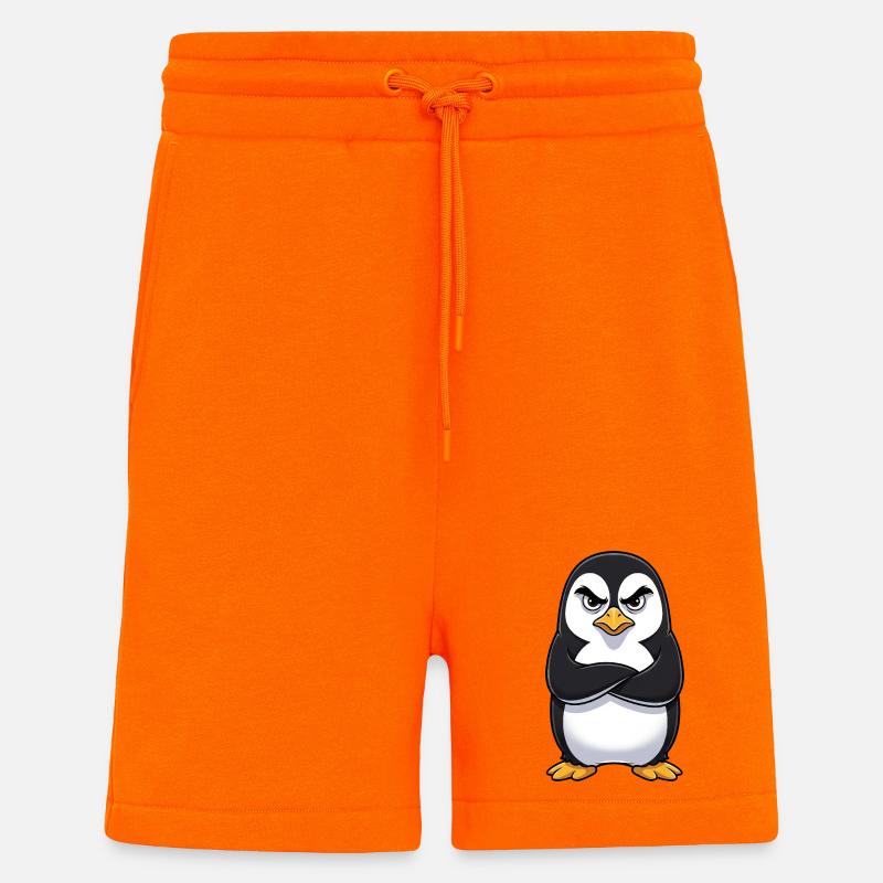Grumpy Pinguin Cartoon sauer mürrisch genervt - Short bio décontracté fabriqué en UE - SUNSET ORANGE